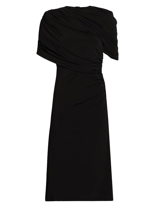 Stella McCartney, Draped Cape Midi-Dress, 40 (4-6), Black