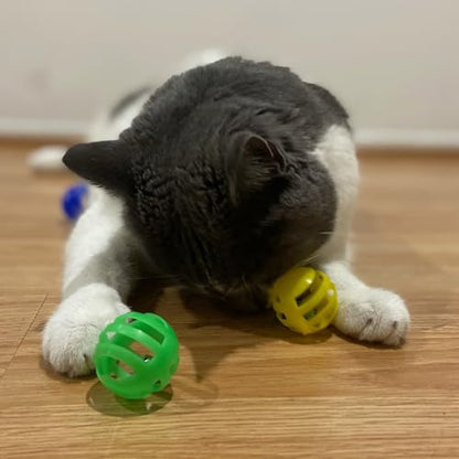 SPOT Slotted Balls Cat Toy - Interactive Cat Toys for Indoor Cats to Chase, Hunt and Stimulate - Jingle Bell Inside for Sound When Batted Around - Safe and Non-Toxic - 1.5" Assorted 4-Pack