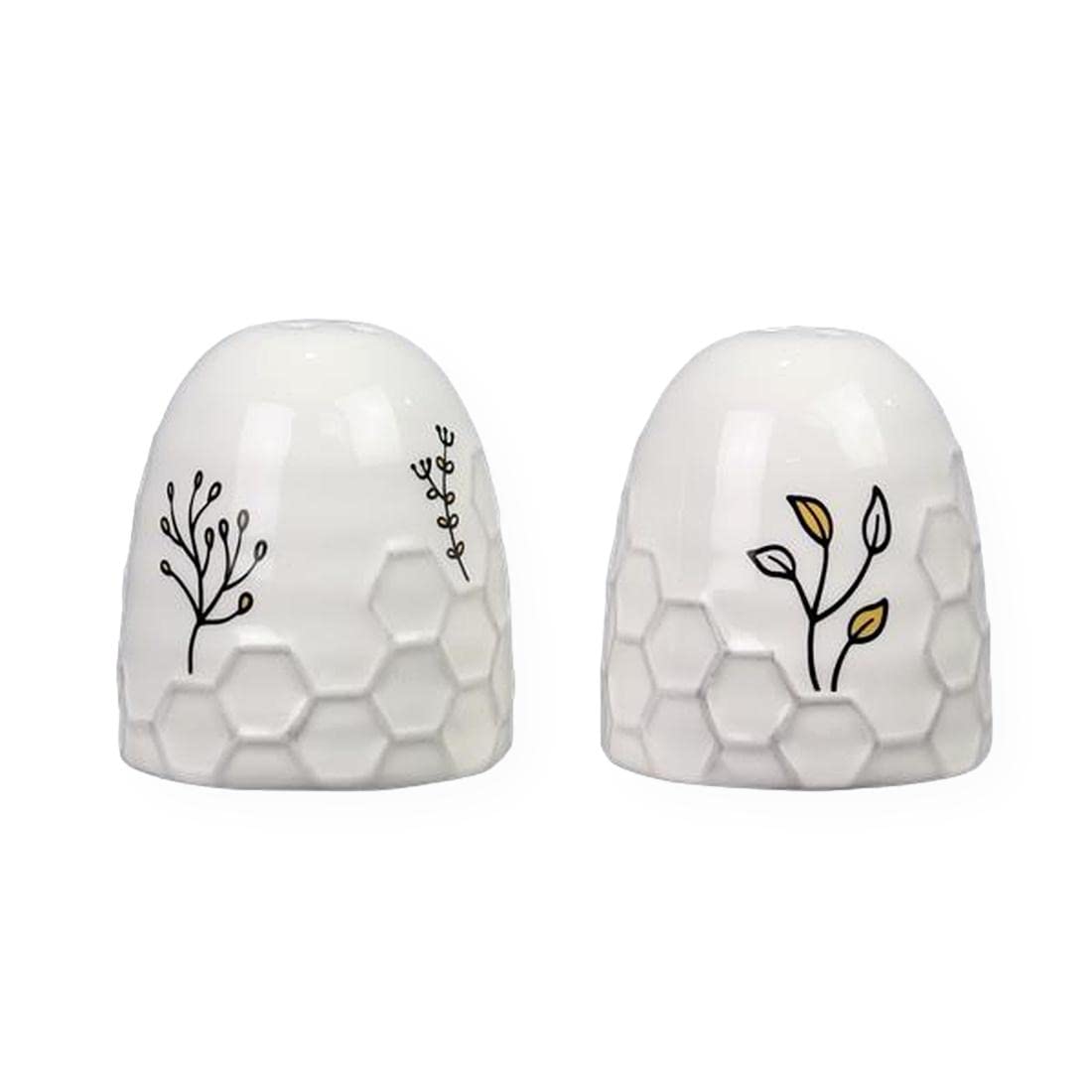 Honey Bee Ceramic Salt and Pepper Shakers, Unique Honeycomb Design