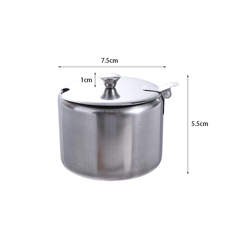 Stainless Steel Seasoning Box, Condiment Jar Spice Container with Lids and Spoons,Spice Pots Salt Container Sugar Bowl Set of 3,Storage Condiment Seasoning Jars