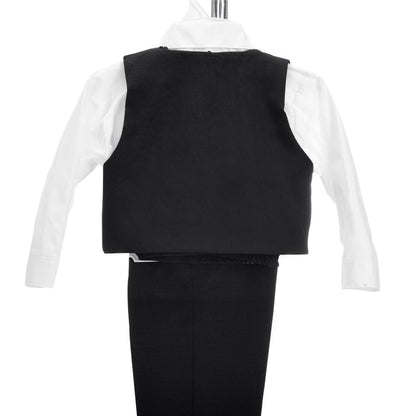 Lito Angels Baby Boy Formal Dress Suit Wedding Outfit Wear, 5 Pieces Set (Blazer, Shirt, Waistcoat, Trousers, Bow Tie) Age 12-18 Months, Black, 057 (Tag Number 01)