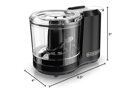 BLACK+DECKER 1.5-Cup Electric Food Chopper, One Touch Pulse, 150W Motor, Mini Food Processor, Stay-Sharp Blade, Dishwasher Safe