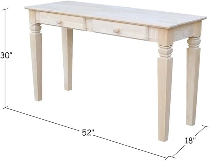 Java Console Table with 2 Drawers, Unfinished
