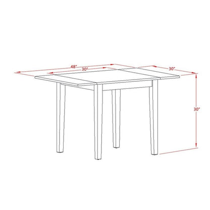 East West Furniture NDNO3-OAK-W 3 Piece Kitchen Table Set for Small Spaces Contains a Rectangle Dining Table with Dropleaf and 2 Dining Room Chairs, 30x48 Inch, Oak