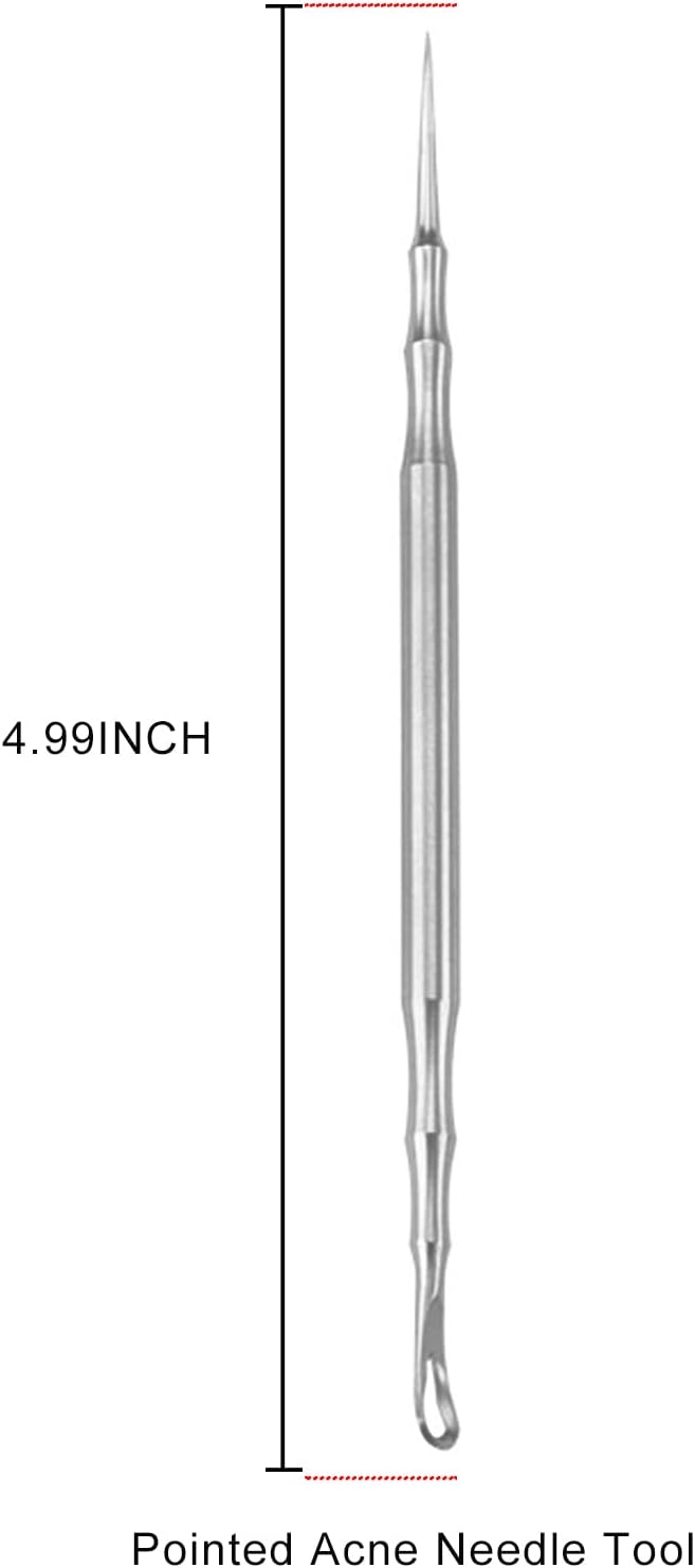Pointed Blackhead Removal, 2-in-1 Acne Extractor Tool - Stainless Steel Whitehead Remover for Face/Nose