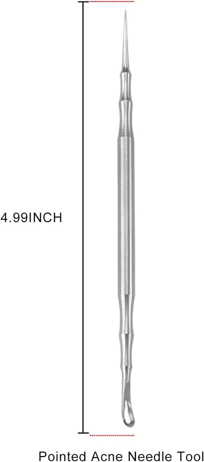 Pointed Blackhead Removal, 2-in-1 Acne Extractor Tool - Stainless Steel Whitehead Remover for Face/Nose