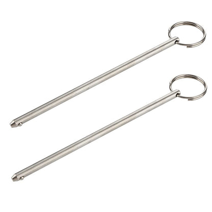 2 Pack Long Quick Release Pin, Diameter 0.236"(6mm), Usable Length 5-3/4"(146mm), Overall Length 6.3"(160mm), Full 316 Stainless Steel, Bimini Top Pin, Marine Hardware