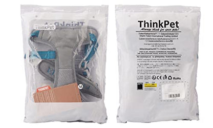 ThinkPet No Pull Harness Set Breathable Sport Harness with Handle - Reflective Padded Dog Safety Vest with Reflective Neon Dog Leash M Harness Leash Pack Green