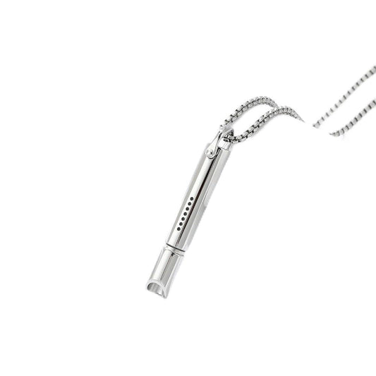 Daursul Breathing Necklace with Cotton Core, Nicotine-Free Oral Fixation Alternative, Replaceable Cotton Filters, Stress Relief Breathing Pendant for Quitting Habits (Silver+2 Flavor Packs with)