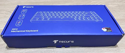 TECURS Wireless Mechanical Gaming Keyboard RGB UK Layout TKL 65% Rollover Anti-ghosting Bluetooth / 2.4G Keyboard Red Switch for PC Gamer/iPad/ PS4/Android, White