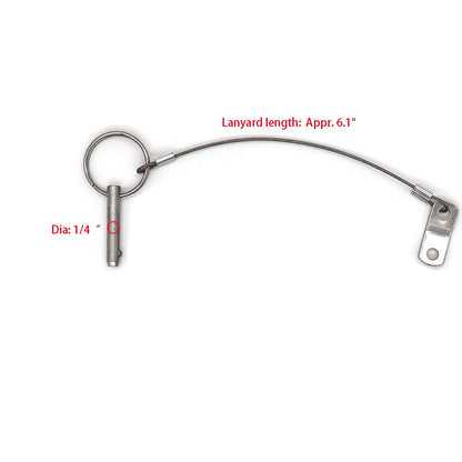 VTurboWay 4 Pack Quick Release Pin 1/4" Diameter w/Lanyard Prevents Loss, Full 316 Stainless Steel, Bimini Top Pin, Marine Hardware, All Parts are Made of 316 Stainless Steel
