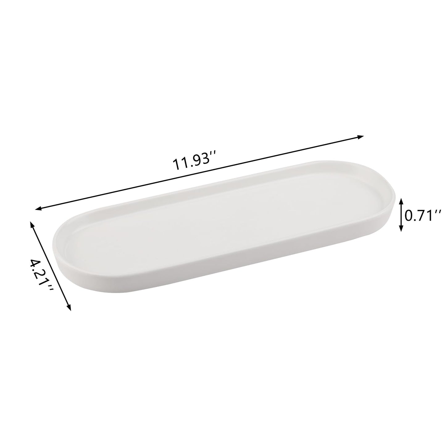 VanEnjoy White Vanity Tray for Bathroom Counter, Long Narrow Tray Ceramic Tray for Kitchen Counter for Soap Bottles