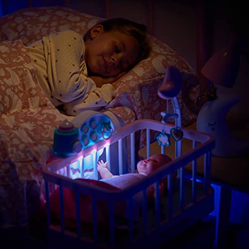 Nenuco - Good sleep cradle, interactive cot with lights and sounds, with a soft body doll for the youngest children and accessories such as bottle and soother, Famosa (700017203)