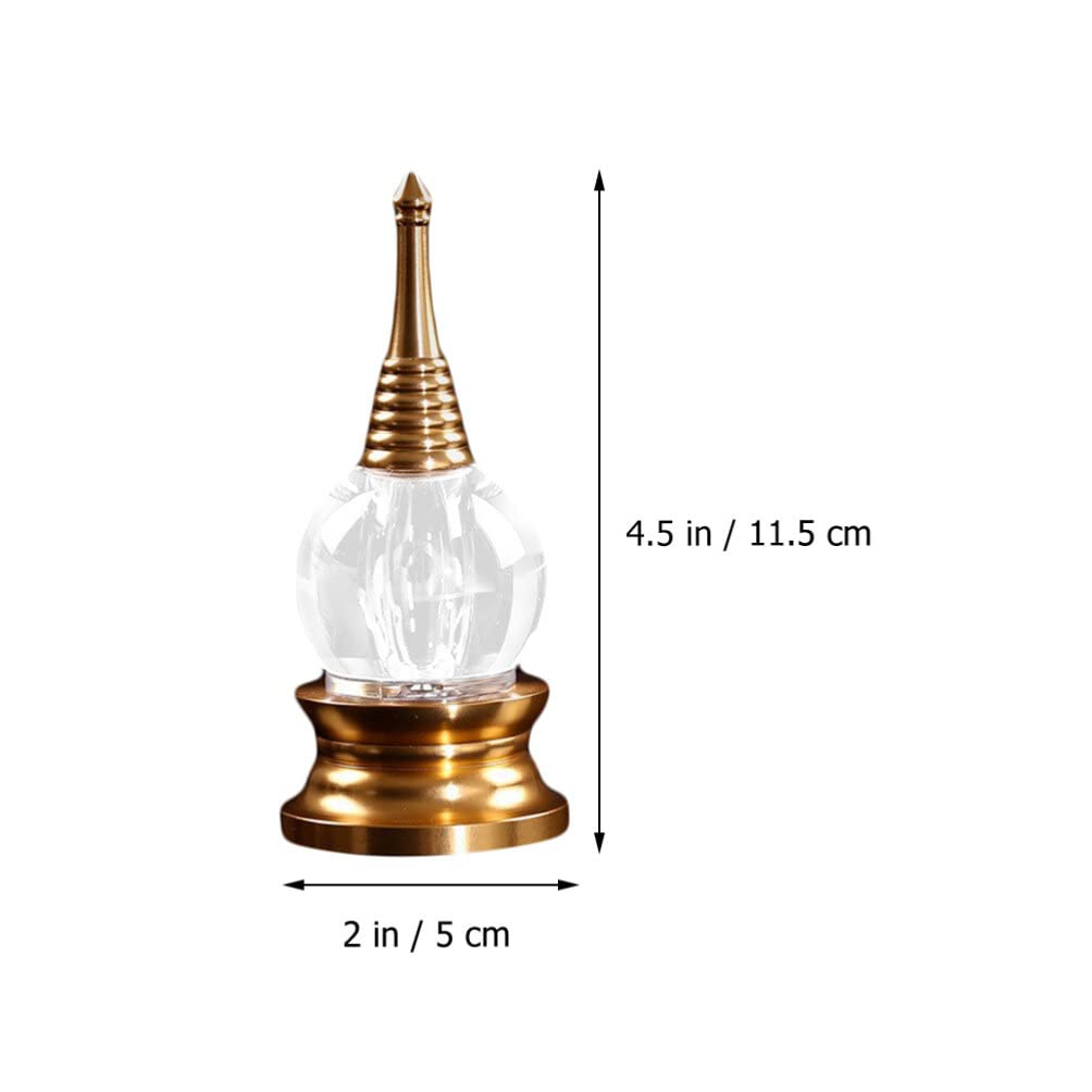 Angoily Alloy Crystal Tower Ornament Buddhist Stupa Statue Zen Meditation Decor for Home Office Shelf Display