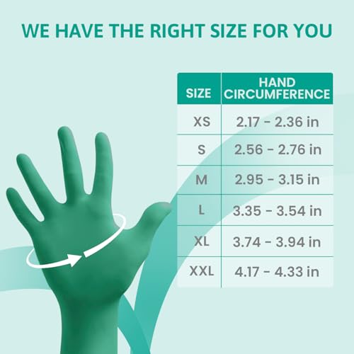 Ansell TouchNTuff 92-600, Nitrile Disposable Gloves, Food Grade Approved, High Protection Chemical Gloves, Latex Free, for Professional Use, Green, Large, 100 Pieces