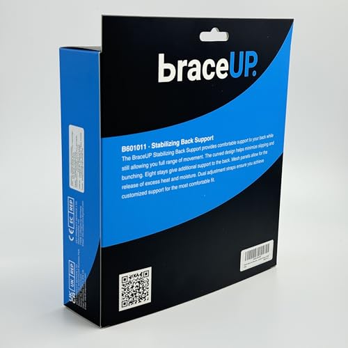 BraceUP Back Brace for Men and Women Lower Back - Breathable Waist Lumbar Support Belt for Sciatica, Herniated Disc, Scoliosis Back Pain Relief, with Dual Adjustable Straps (L/XL 35-43 In)