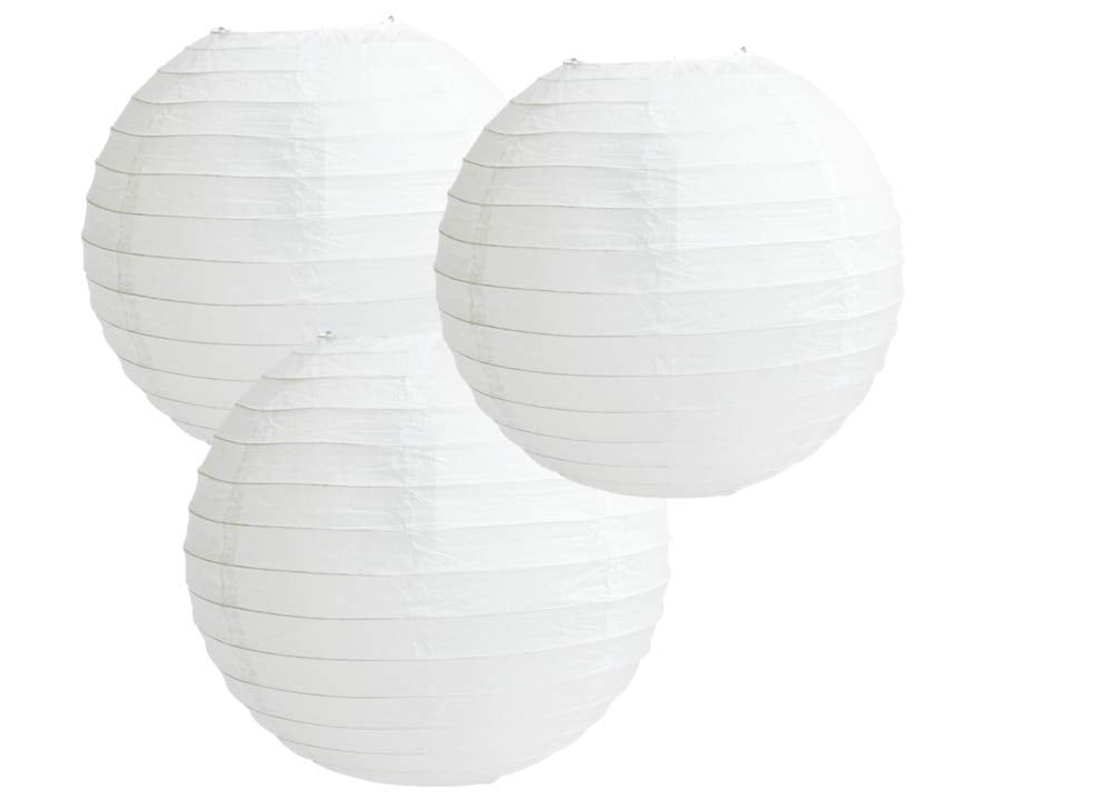 Matissa 16"(40CM) Pack of 3 Paper Lantern Wedding Party Decoration Craft Lamp Shade (White)