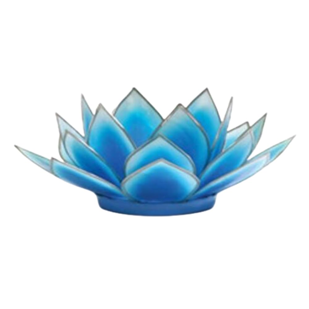 Dahlia Lotus Tealight Holder, Turquoise