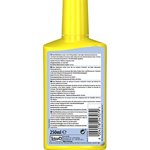 Tetra FilterActive Bacteria- mix of live starter bacteria & sludge-reducing cleaning bacteria, to support biological activity in aquarium, extend cleaning intervals & improve filter performance, 250ml
