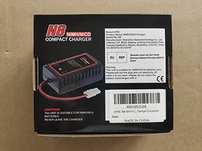 HTRC N8 NiMH Charger for 2-8s Nimh/NiCD Battery Pack(2.4V 3.6V 4.8V 6V 7.2V 8.4V 9.6V) of Airsoft RC Car RC Boat Drone,RC Charger for NiMH/NiCD Battery Pack with Standard/Mini Tamiya Connector