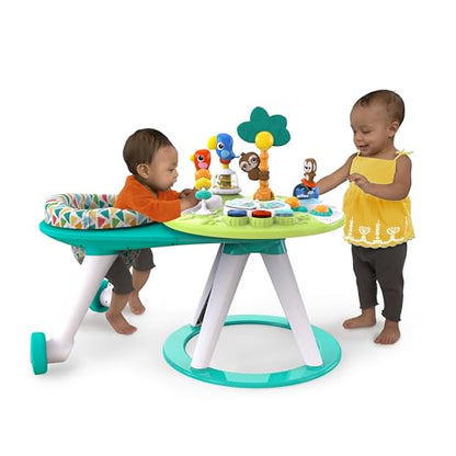 Bright Starts, Around We Go 2-in-1 Walk-Around Activity Centre and Play Table - Tropic Cool, Walker with Music, Lights and Interactive Toys, Removable Seat, Ages 6 Months Plus