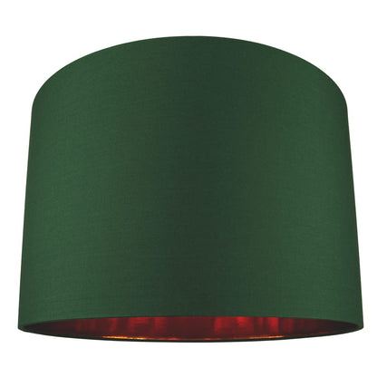Modern and Chic Forest Green Cotton Fabric 16" Floor, Table or Pendant Circular Drum Lampshade with Shiny Copper Inside | Beautiful Statement Piece by Happy Homewares