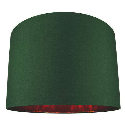Modern and Chic Forest Green Cotton Fabric 16" Floor, Table or Pendant Circular Drum Lampshade with Shiny Copper Inside | Beautiful Statement Piece by Happy Homewares