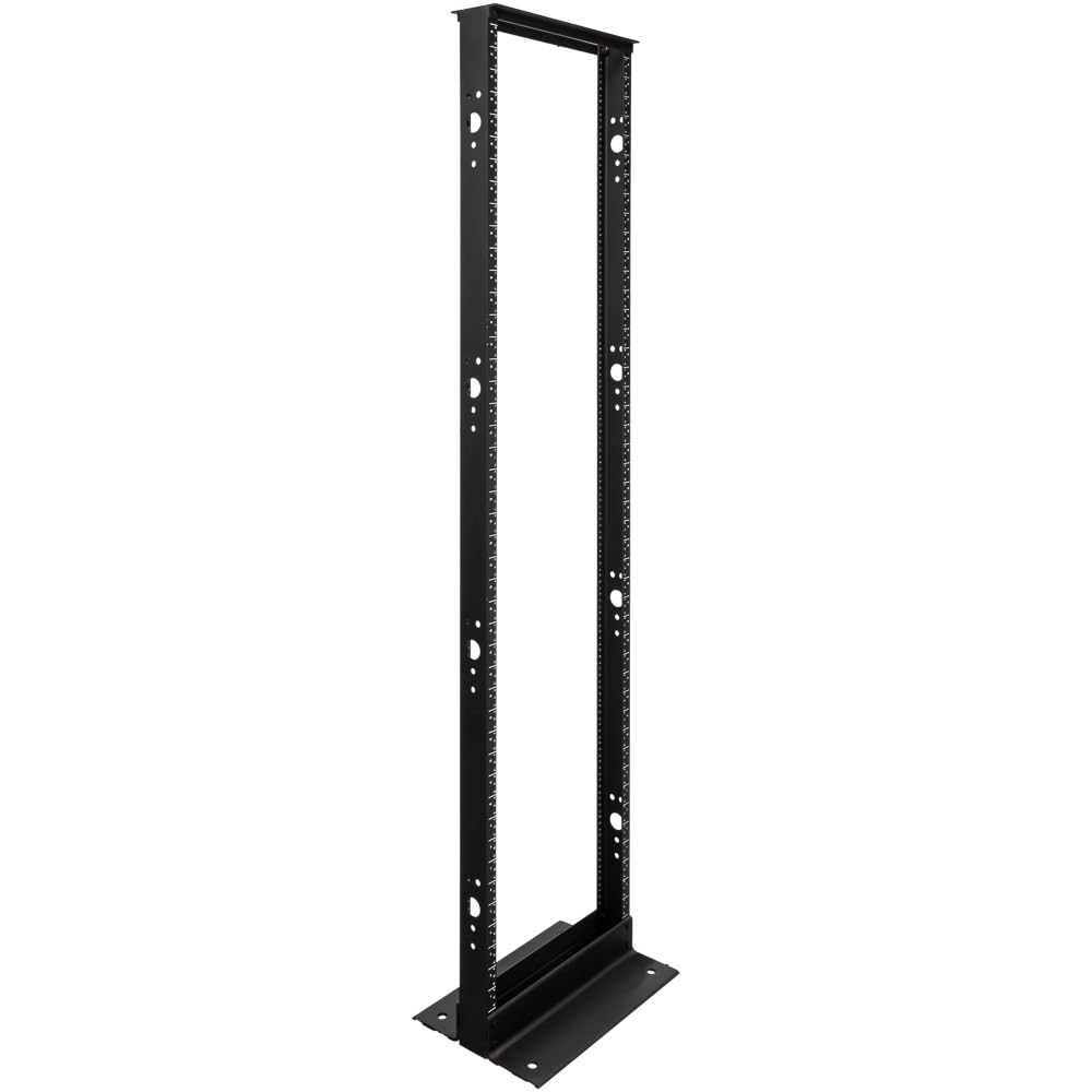 NavePoint 45U 2 Post Open Frame Server Rack for 19 Inch Equipment, AV, Networking, Data & IT Devices, 2-Post Rack 45U 881lbs Weight Capacity, Black