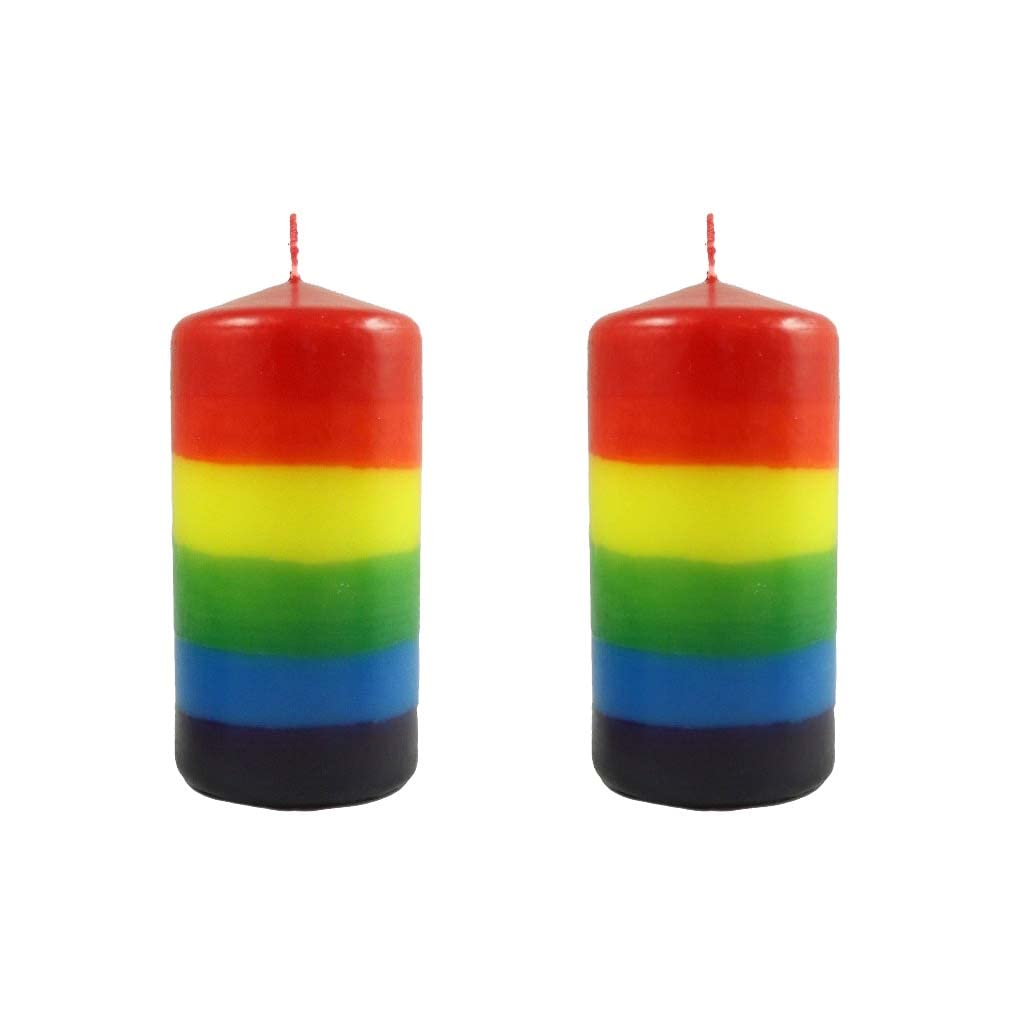 Candlestock Handmade Dripless Rainbow Pillar Candle Sets - 2 Inch and 3 Inch Diameter Pillar Candles (2x4 Pair)