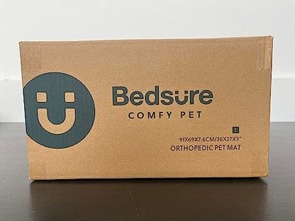 Bedsure Large Dog Bed Washable - Orthopedic Dog Bed and Mattress Mat for Dog Crate with Removable Plush Sherpa Cover, Gifts for Dog, Grey, 91x69x7.6cm