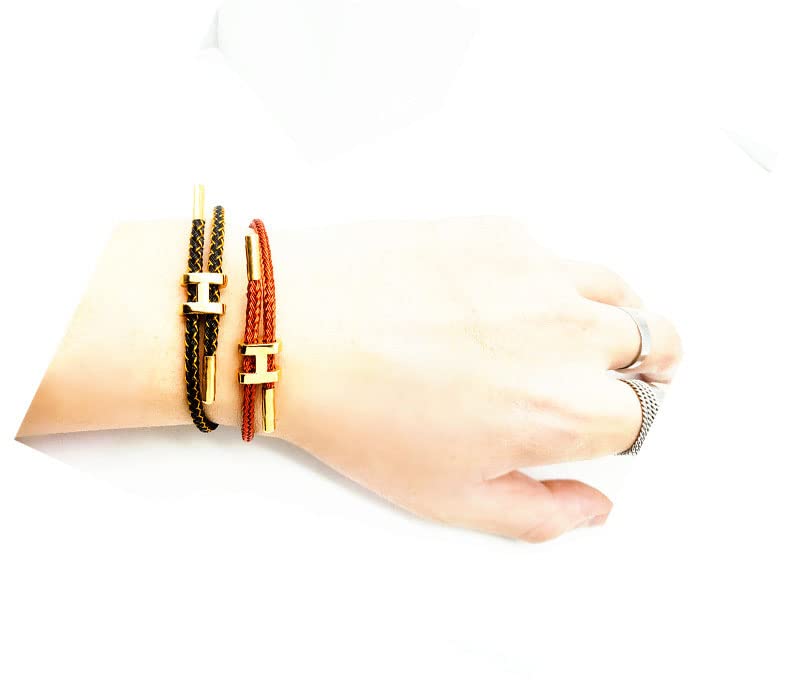 SPOMUNT Bracelets Fashion for Women Adjustable Bracelet, Gold-plated Buckle Design Titanium Steel Wire Rope Jewelry (White, Stainless Steel)