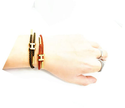 SPOMUNT Bracelets Fashion for Women Adjustable Bracelet, Gold-plated Buckle Design Titanium Steel Wire Rope Jewelry (White, Stainless Steel)