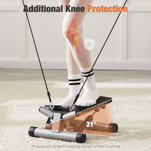 Sweetcrispy Mini Stair Steppers with Resistance Bands for Exercise at Home, Portable Exercise Twist Stepper Machine for Full Body Workout, 300LBS Capacity