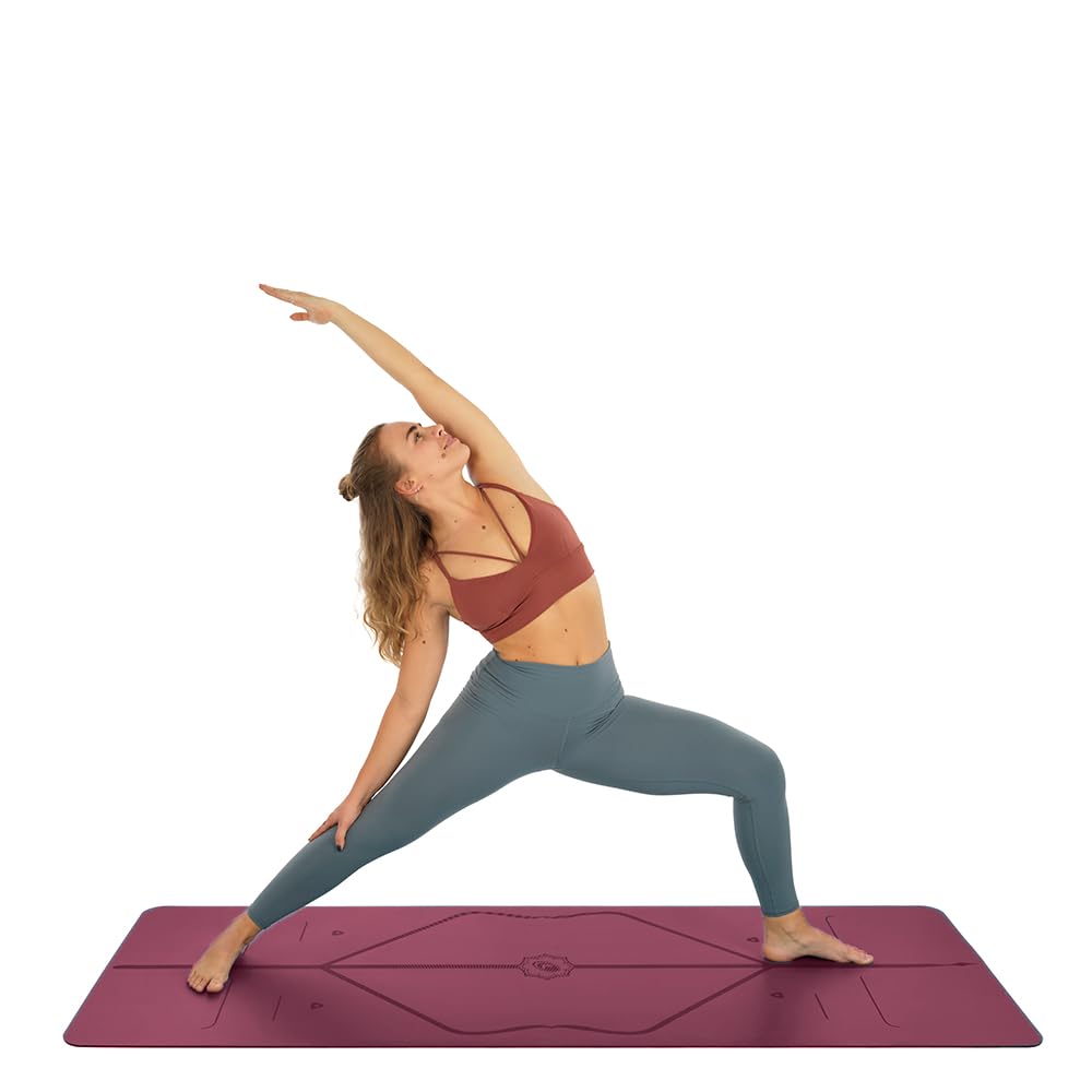 Liforme Original Yoga Mat – Free Yoga Bag Included - Patented Alignment System, Warrior-like Grip, Non-slip, Eco-friendly, sweat-resistant, long, wide, 4.2mm thick mat for comfort