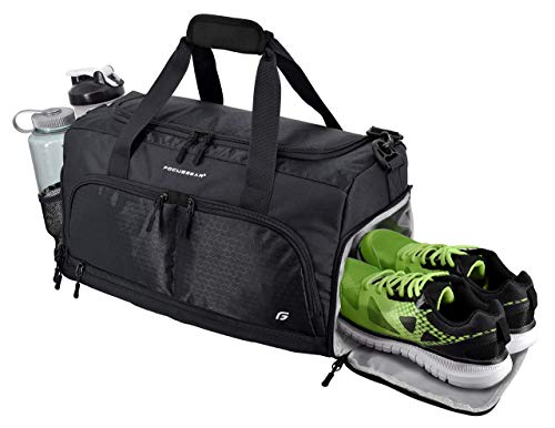 Ultimate Gym Bag 2.0: The Durable Crowdsource Designed Duffel Bag with 10 Optimal Compartments Including Water Resistant Pouch (Black, Small (15"))