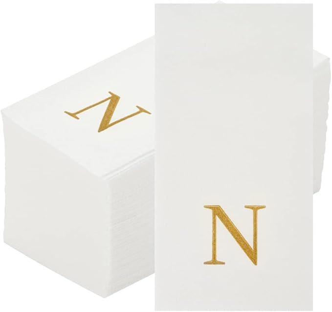 Luxenap 15.8 X 7.9 Inch Linen-Feel Guest Towels, 50 Lettered Hand Towels