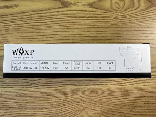 GU10 LED Spotlight Bulbs 5W, Cool White, 6500K, 365lm, No Flickering, Energy Saving Led Bulbs, Equivalent 40-50W GU10 Halogen Spot Light Bulbs, Non-Dimmable,10 Pack