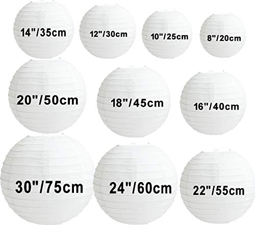 Time to Sparkle Tissue Paper Round Lanterns LampShade Lamp Shade Wedding Birthday Party Decoration | White, 30"(75cm) |