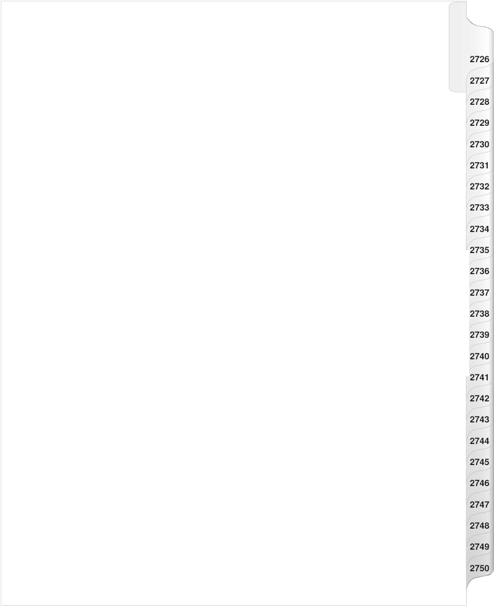 Exhibitindexes® Side Collated Exhibit Tabs AVE Style Bold Tabs Set of 2726-2750 | Made in The USA