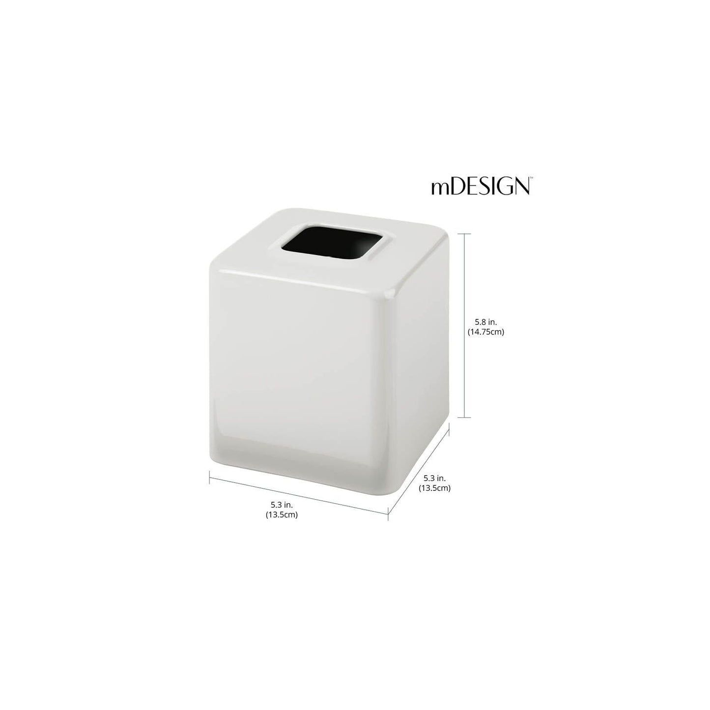 mDesign Metal Square Tissue Box Cover, Modern Facial Paper Holder, Accessories for Bathroom Vanity Countertop, Bedroom Dresser, Night Stand, Desk, Office, End Table, Unity Collection, Light Stone Gray
