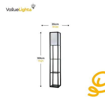 MiniSun | Black Wooden Floor Lamp with Shelves | Floor Lamps & Torchieres, Home Décor & Improvement Essential | Includes 10W GLS Bulb [3000K Warm White]