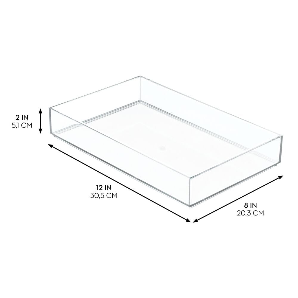 iDesign Clear Drawer Organizer, Plastic Tray for Makeup Storage on Bathroom Vanity, Dresser or Desk
