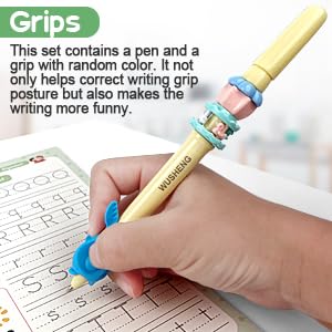 Magical Handwriting Workbooks Practice Copybook, Aid Magic Pen Reusable Grooves Template Design for Children (4 Books, 10.2×7.2 in)