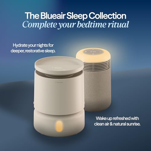 BLUEAIR Purifier for Bedroom - Mini Restful - Sunrise Clock with HEPASilent Filtration and Wake Up Light - Cleans Air and Supports Circadian Rhythm - USB-C and App Connectivity