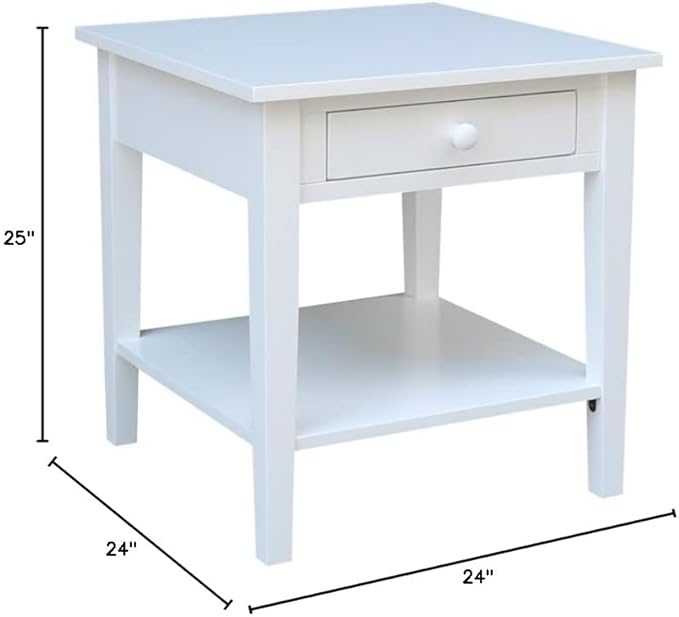 IC INTERNATIONAL CONCEPTS Spencer White Wood End Table in White