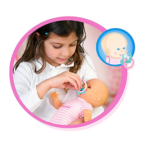 Nenuco - Good sleep cradle, interactive cot with lights and sounds, with a soft body doll for the youngest children and accessories such as bottle and soother, Famosa (700017203)