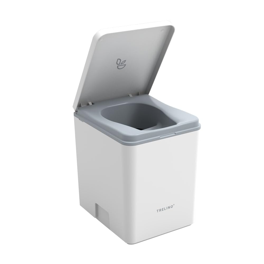 TRELINO Composting Toilet Evo L White, Portable Toilet for Camping & Outdoor, Odorless, 2X 2.6 gal Capacity, 13 x 15.4 x 16.9 inches