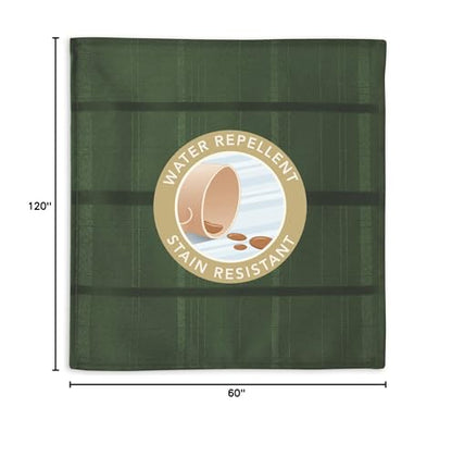 Newbridge Christmas Elegance Plaid 60 x 120 Inch Rectangle Fabric Tablecloth, 100% Polyester, No Iron Soil Resistant Dining Room, Party and Banquet Table Cover, Solid Textured, Hunter Green