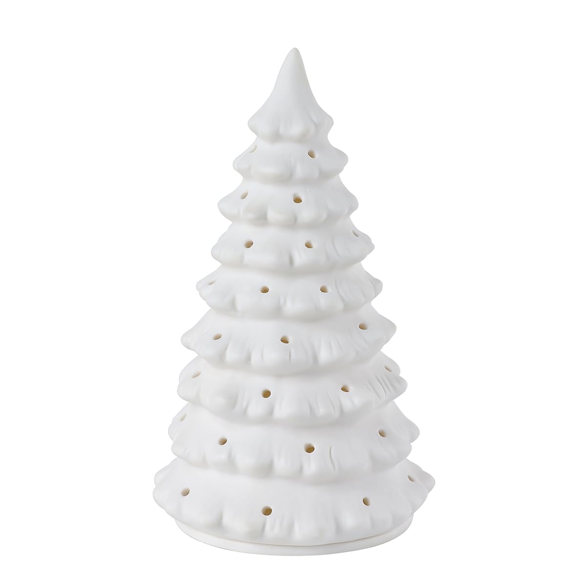 Ceramic Christmas Tree Set Tealight Ceramic Holder Height: 6.3inch Matte White Translucent Tiered Silhouette Sculptural Accents