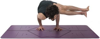 Liforme Original Yoga Mat – Free Yoga Bag Included - Patented Alignment System, Warrior-like Grip, Non-slip, Eco-friendly, sweat-resistant, long, wide, 4.2mm thick mat for comfort